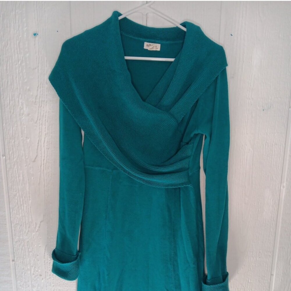 Telluride Clothing Co Sweater Dress Womens M Long Sleeve Knee Length Wrap Green - Picture 1 of 5
